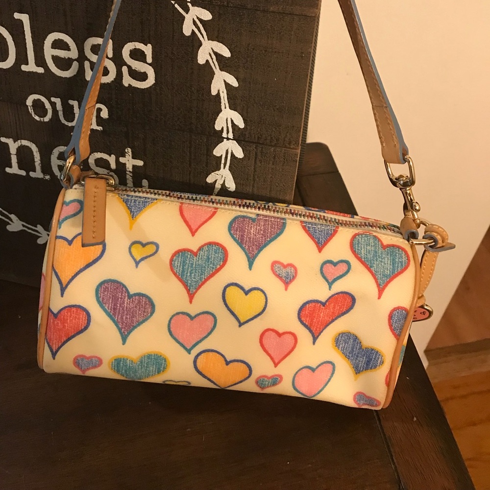 Dooney & Burke White Heart Small Barrel Purse